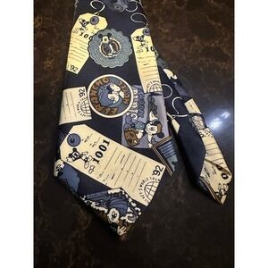 Mercedes High Fashion Mickey Mouse World Tour 92 Vintage Navy Blue Silk Tie hand